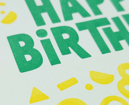 Happy Birthday Yellow Shapes Letterpress Birthday Card