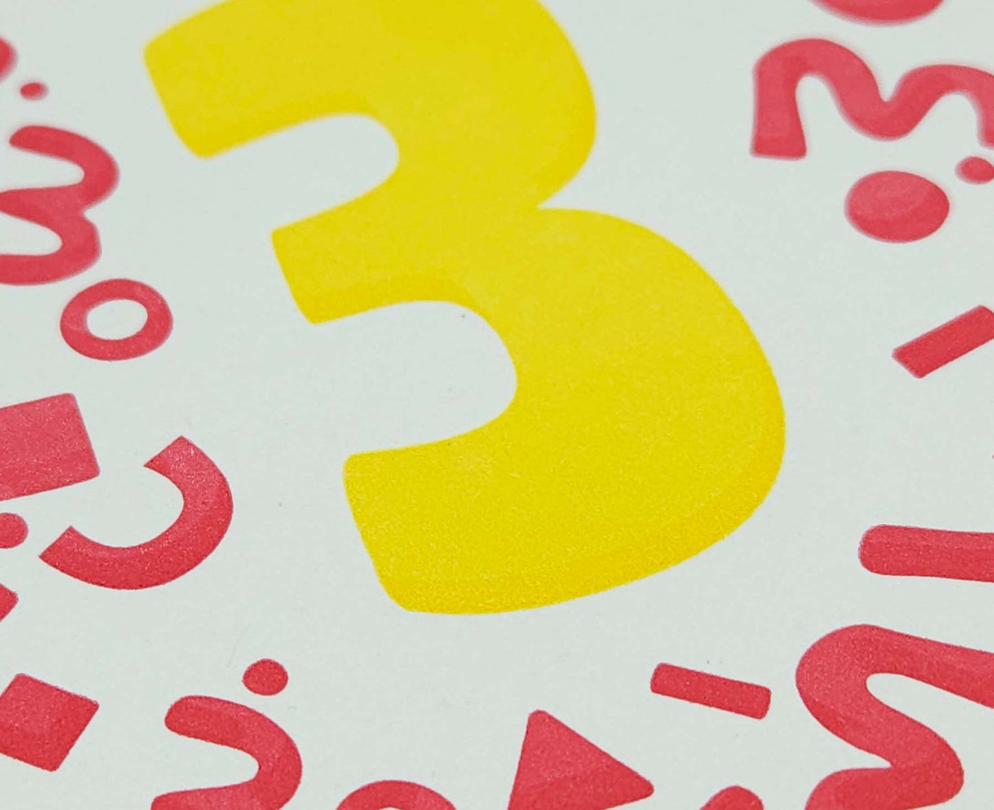 Number 3 Letterpress 3rd Birthday Card
