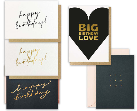 Black & Gold Birthday Card Pack