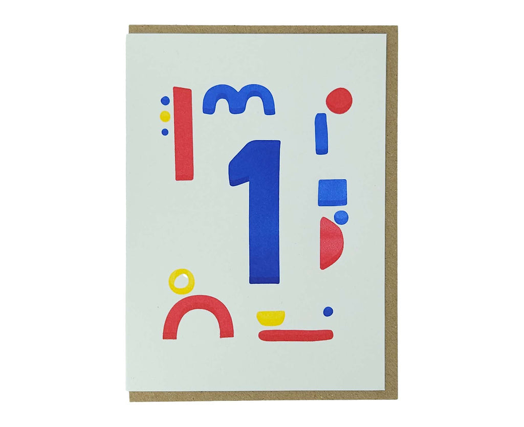 Number 1 Letterpress 1st Birthday Card