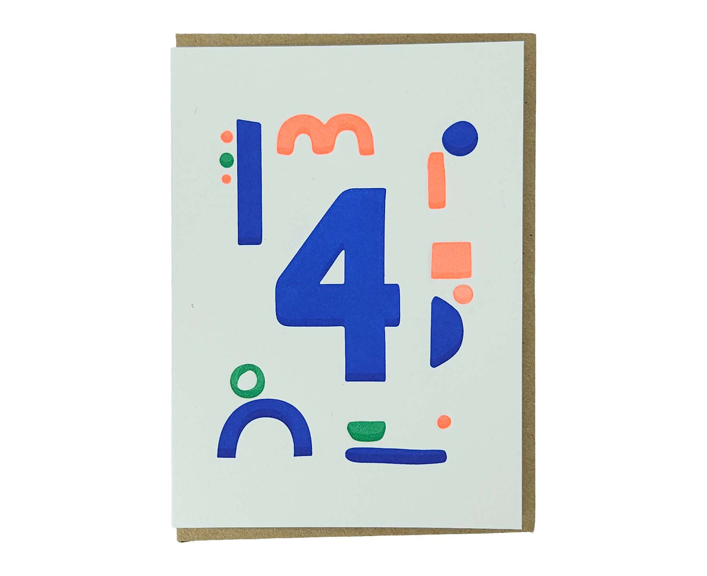 Number 4 Letterpress 4th Birthday Card