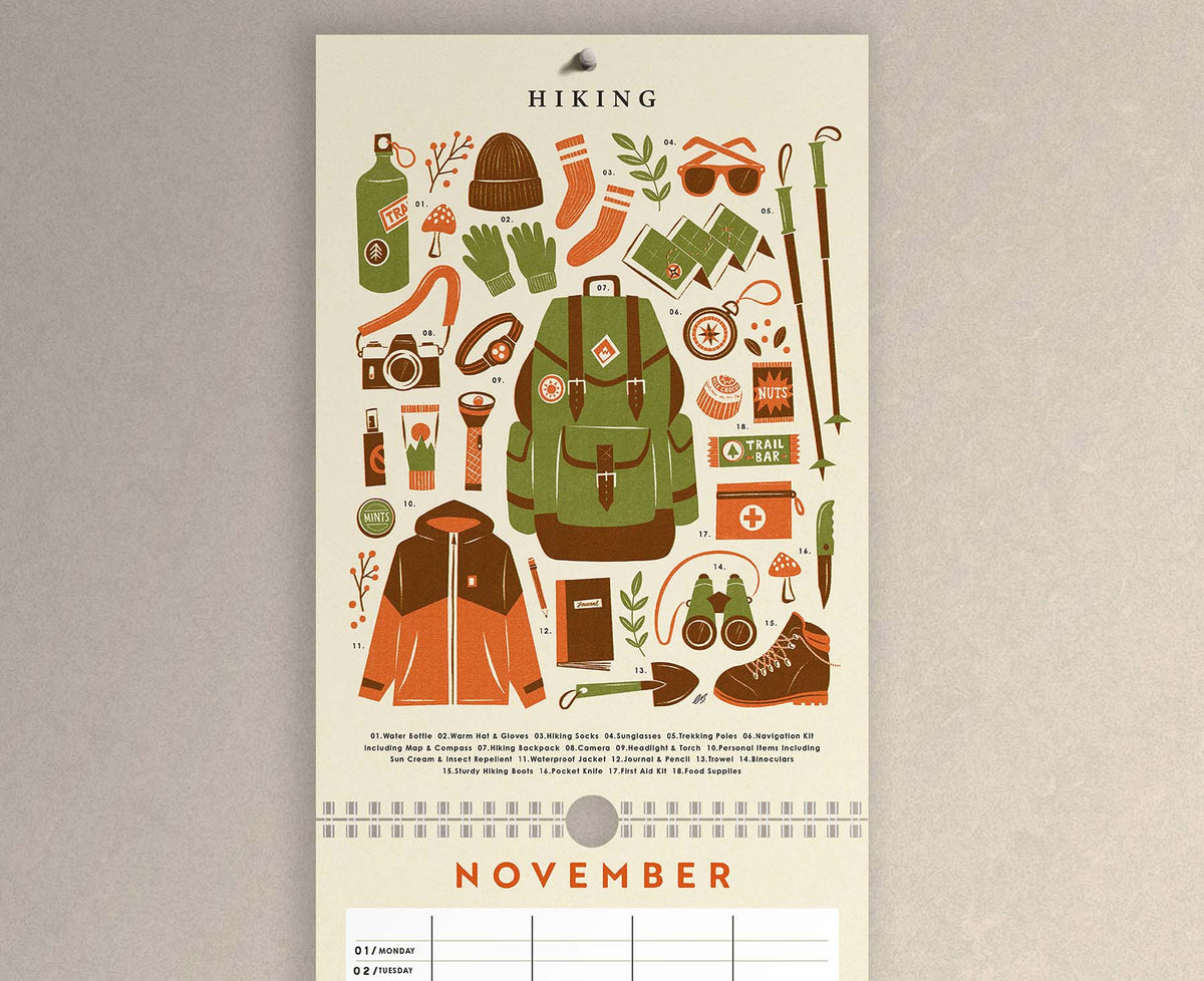 Outdoor Adventure Activities Illustrated 2027 Calendar & Planner