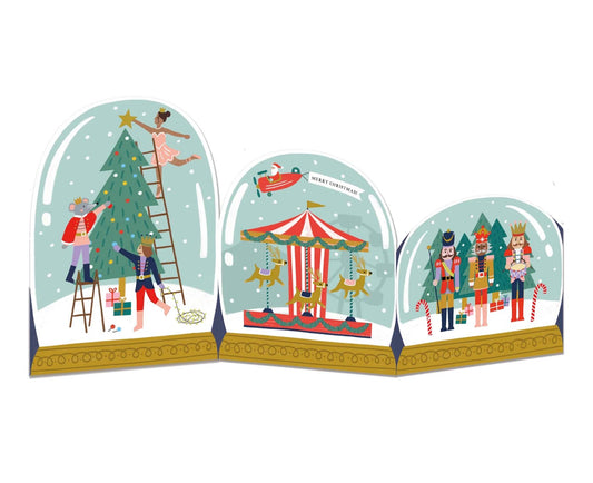 Nutcracker Snow Globes Concertina Christmas Card