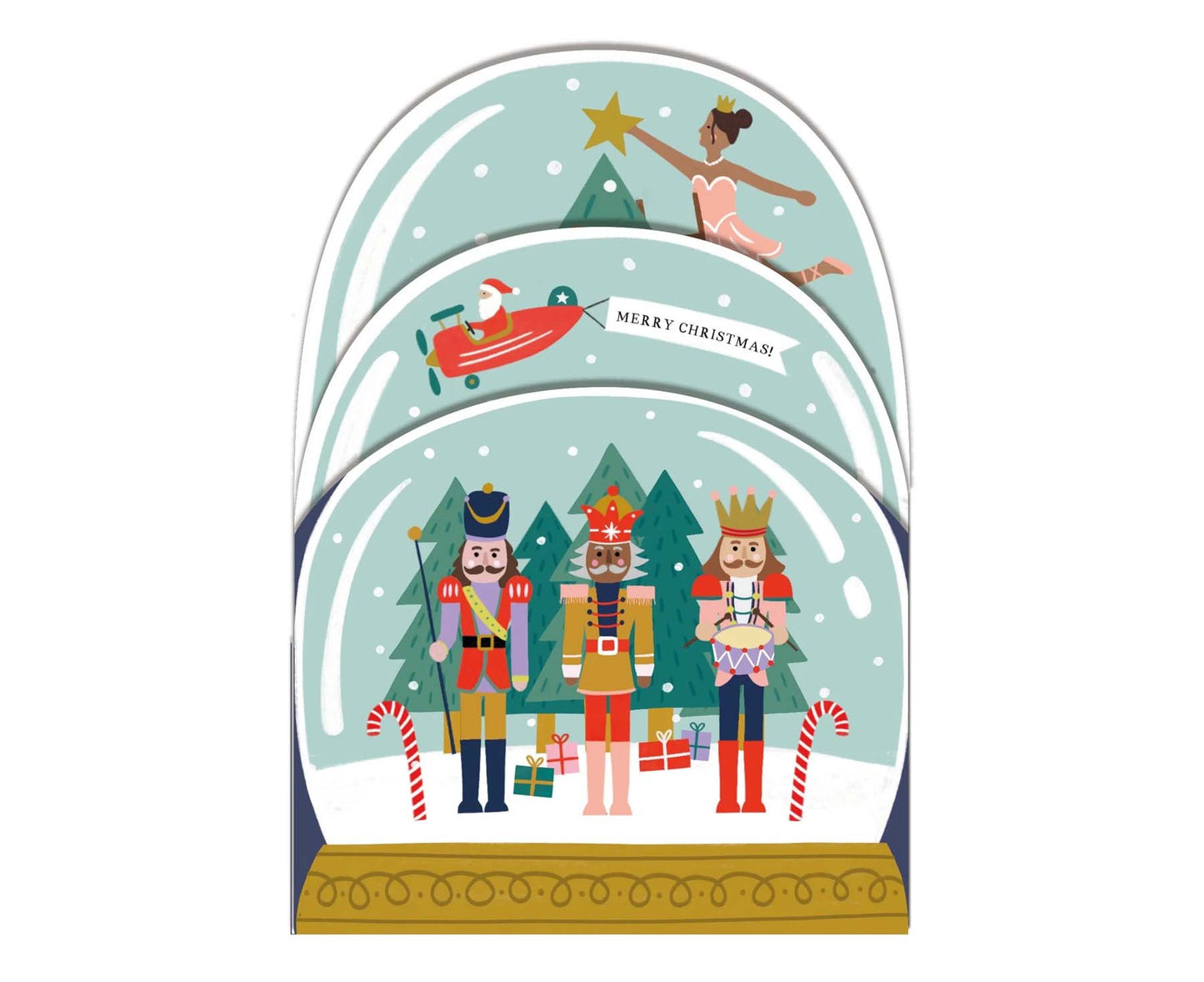 Nutcracker Snow Globes Concertina Christmas Card