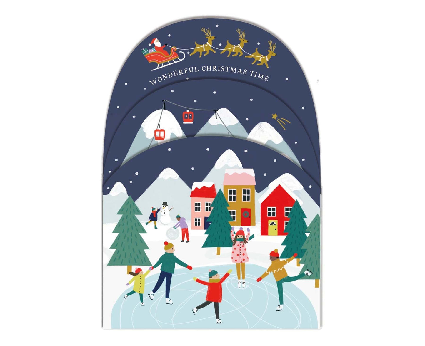 Snowy Village Scene Concertina Christmas Card