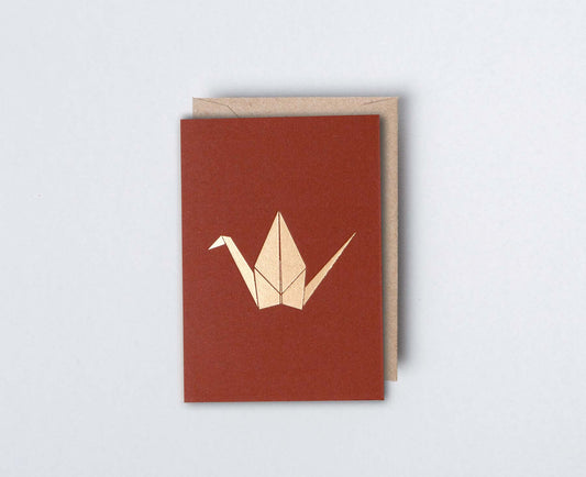 Small Foiled Blocked Paper Crane Christmas Card