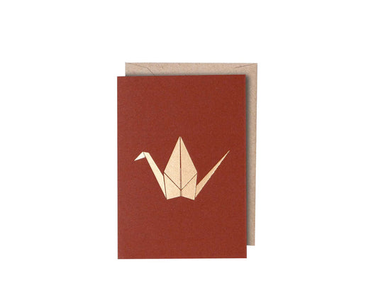 Small Foiled Blocked Paper Crane Christmas Card