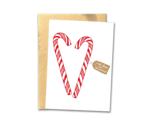 Candy Canes Heart Christmas Card