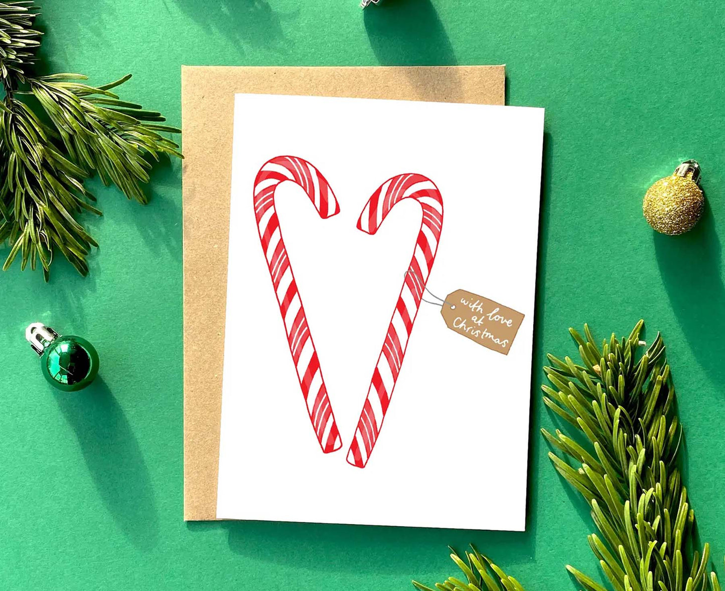 Candy Canes Heart Christmas Card