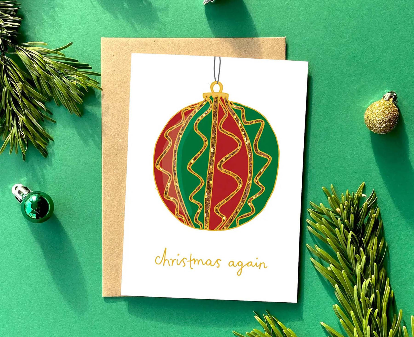 Christmas Again Bauble Christmas Card