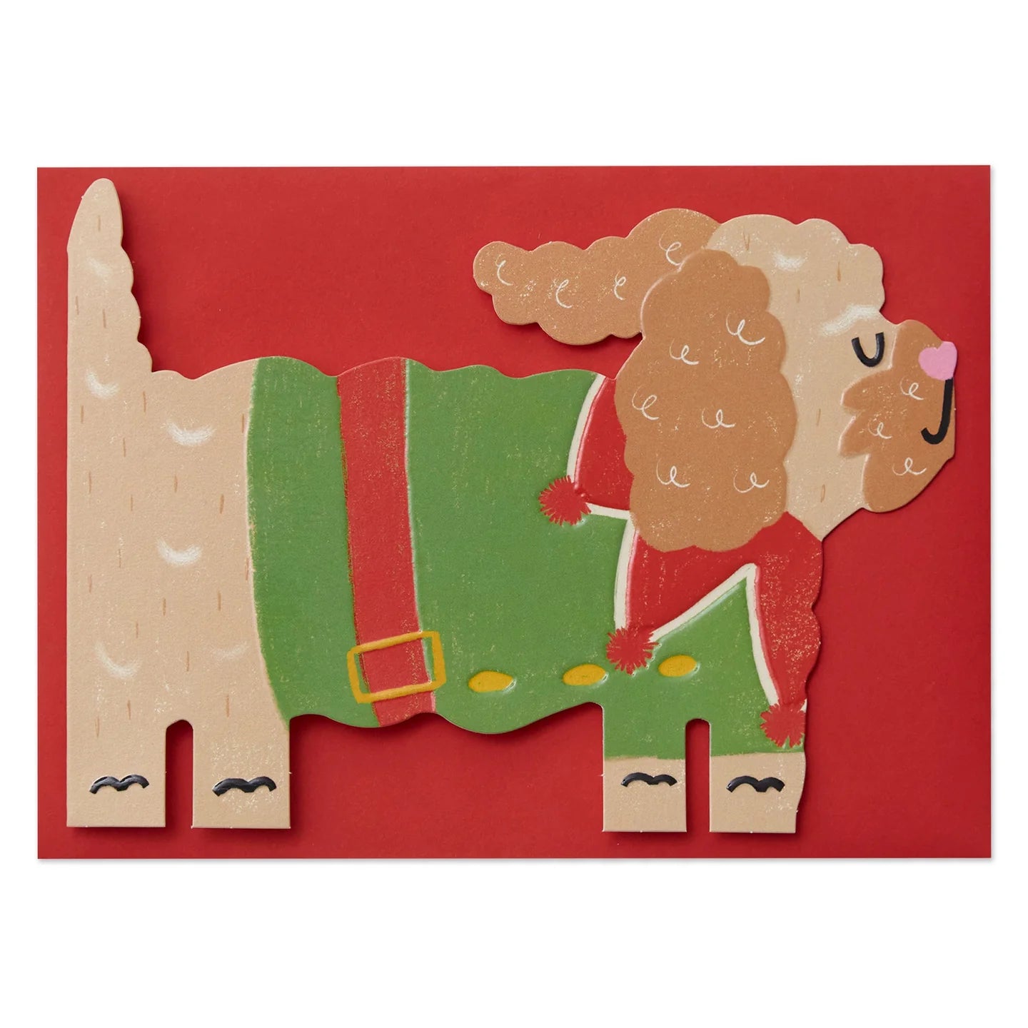 Cockapoo Elf Christmas Jumper shaped Christmas card