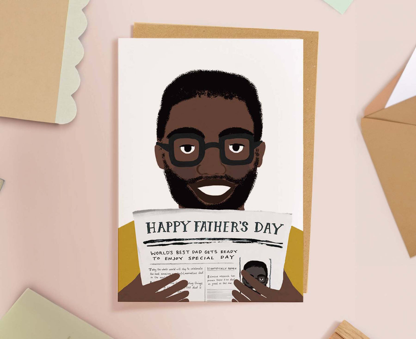 World's Best Dad Headline Black Dad Father's Day Card