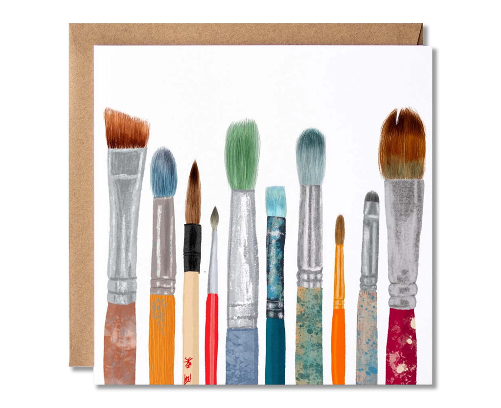 Artist Brushes Illustrated Card