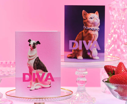 Diva Cat Ornament Greetings Card