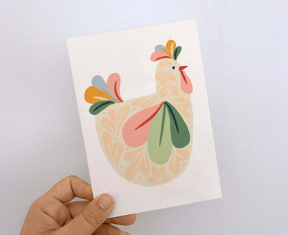 Floral Chicken Easter Card
