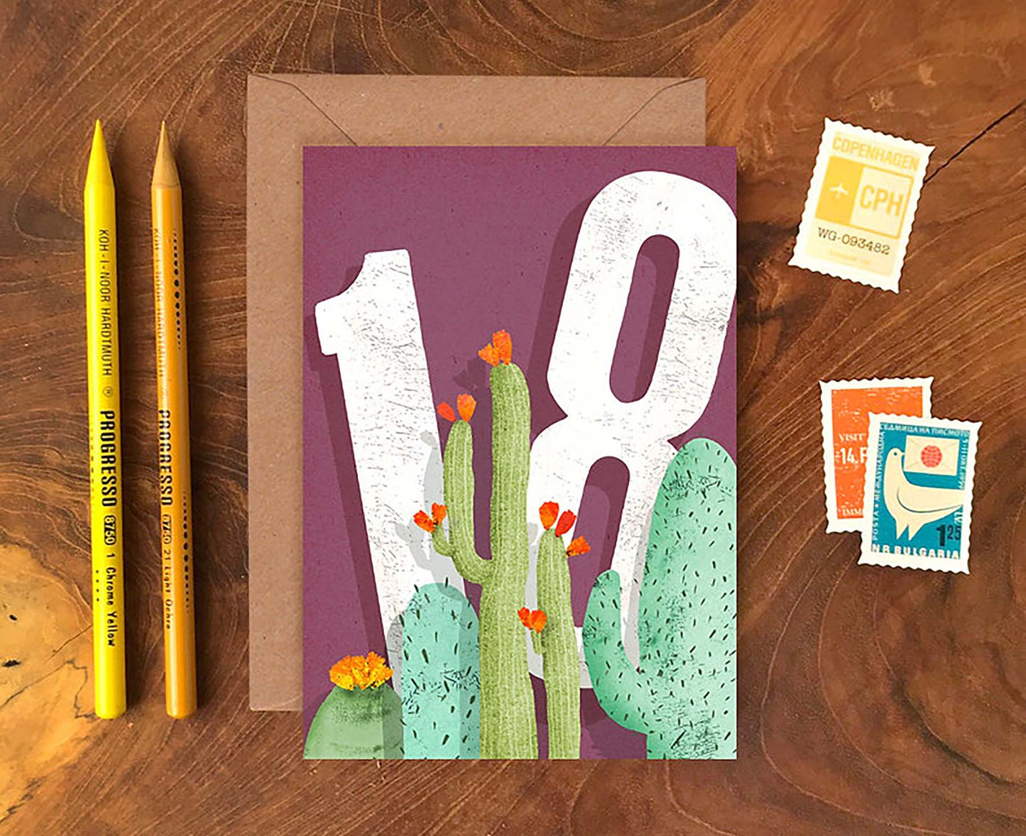 Cactus Collage 18th Birthday Card