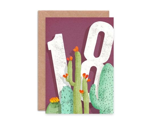 Cactus Collage 18th Birthday Card
