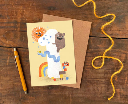 Number 1 Crazy Critters 1st Birthday Card