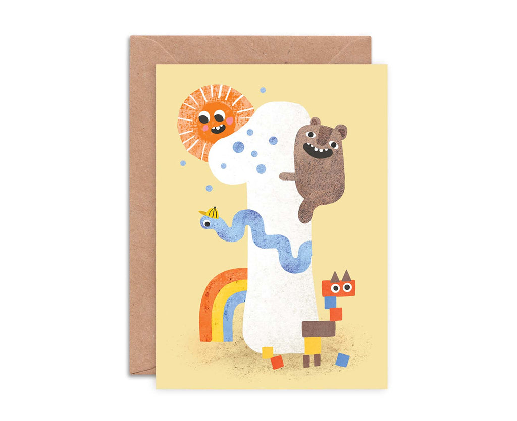 Number 1 Crazy Critters 1st Birthday Card