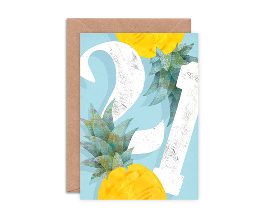 Pineapple Collage 21st Birthday Card