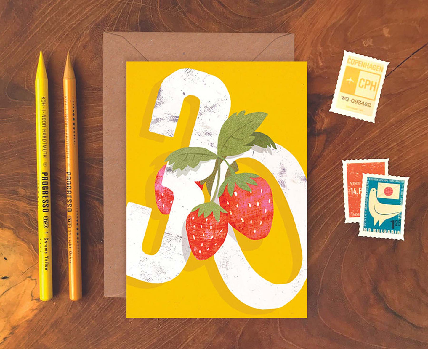 Strawberry Collage 30th Birthday Card