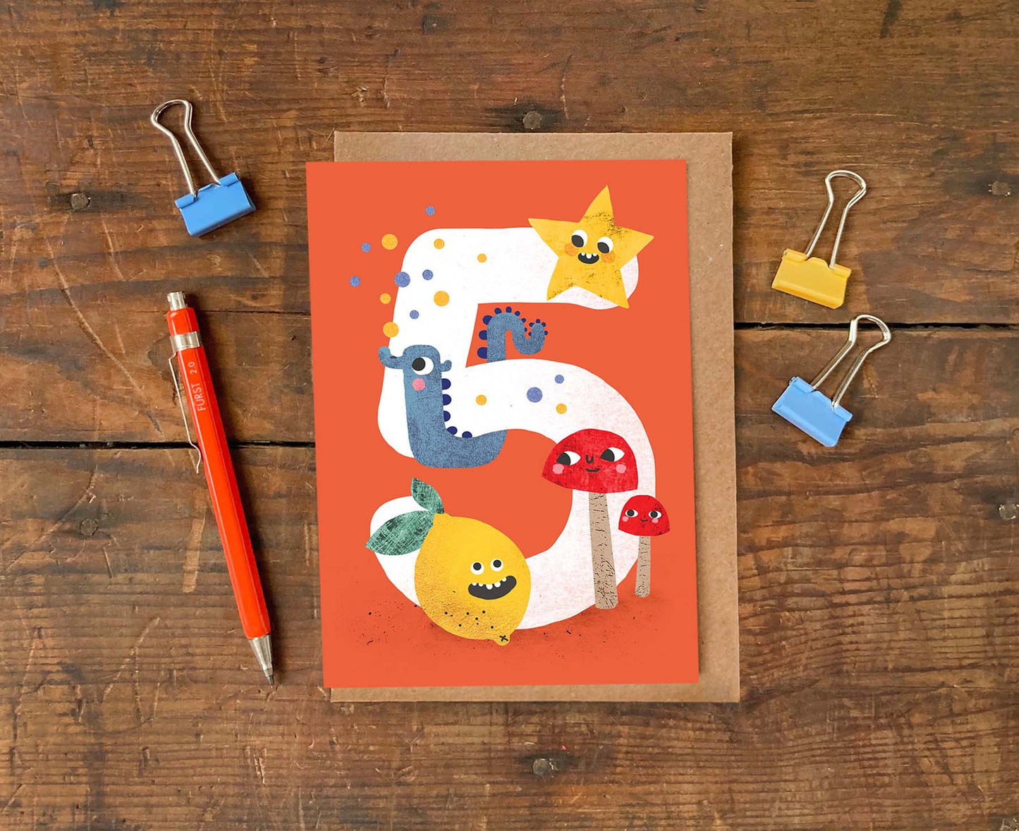 Number 5 Crazy Critters 5th Birthday Card