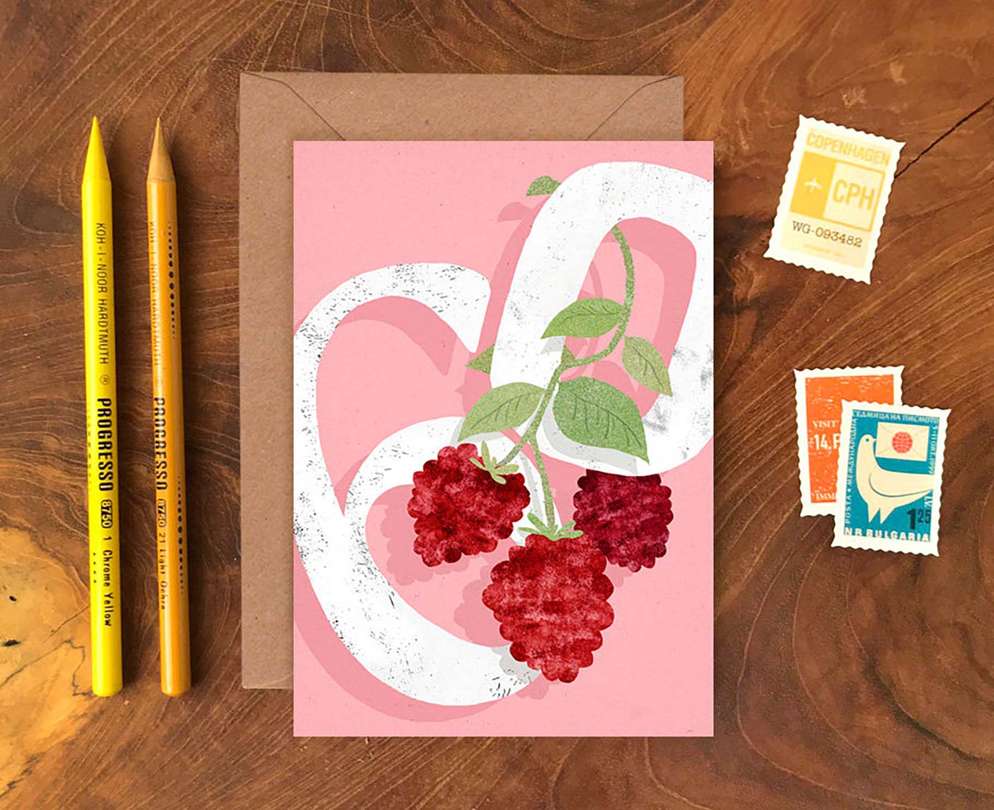 Raspberry Collage 60th Birthday Card