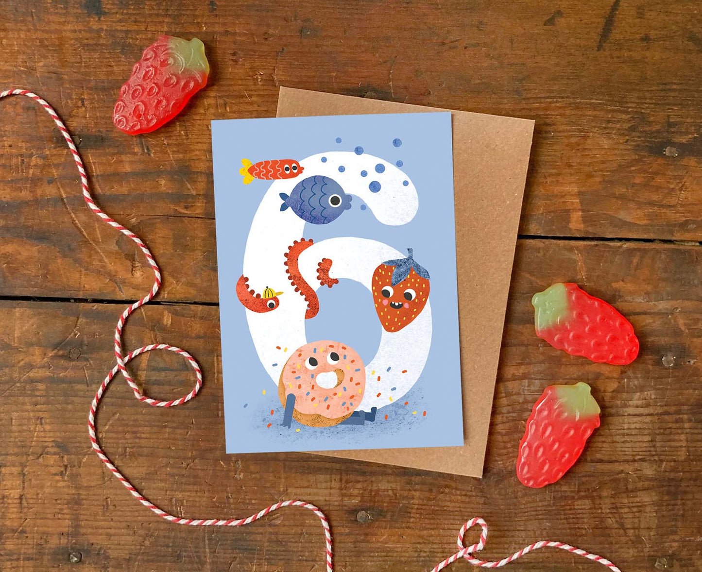 Number 6 Crazy Critters 6th Birthday Card