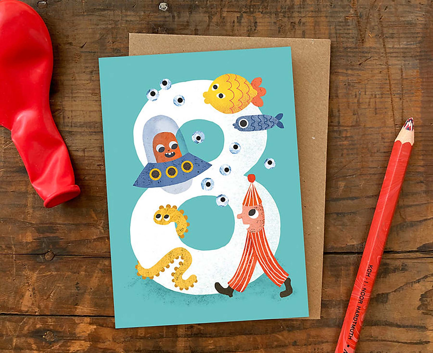 Number 8 Crazy Critters 8th Birthday Card