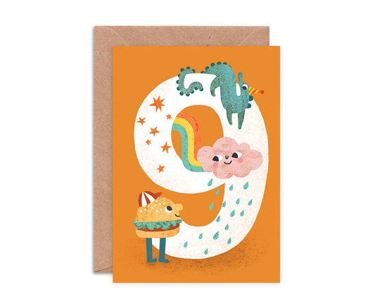 Number 9 Crazy Critters 9th Birthday Card