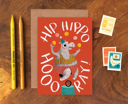 Hip Hippo Hooray! Hippo Congratulations or Birthday Card