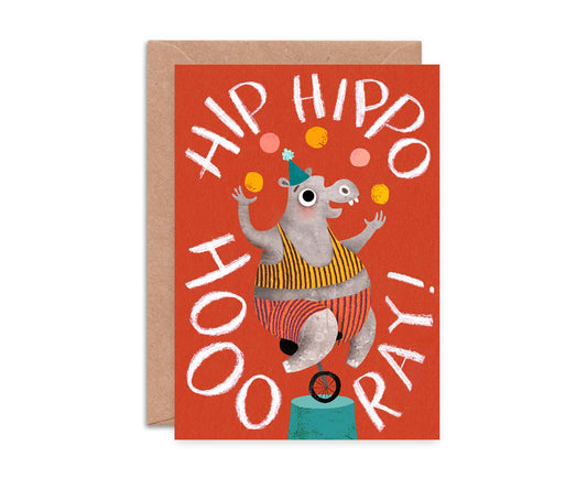Hip Hippo Hooray! Hippo Congratulations or Birthday Card