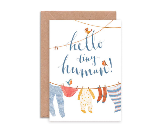 Hello Tiny Human New Baby Card