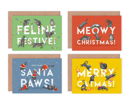 Christmas Cats Pack of 8 Christmas Cards