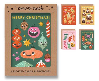 Christmas Funny Faces Pack of 8 Christmas Cards