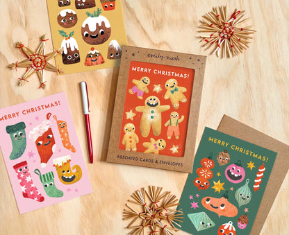Christmas Funny Faces Pack of 8 Christmas Cards