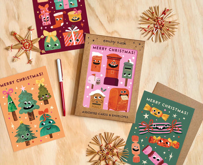More Christmas Funny Faces Pack of 8 Christmas Cards