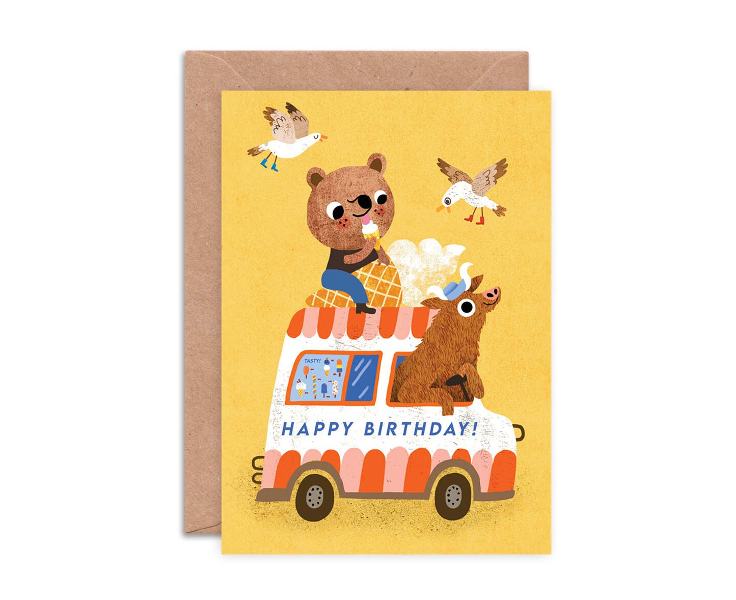 Ice Cream Van Animals Kids Birthday Card