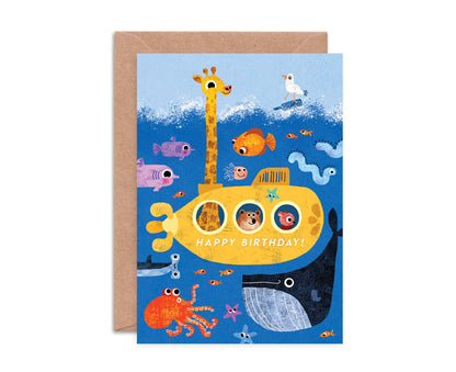 Submarine Kids Birthday Card