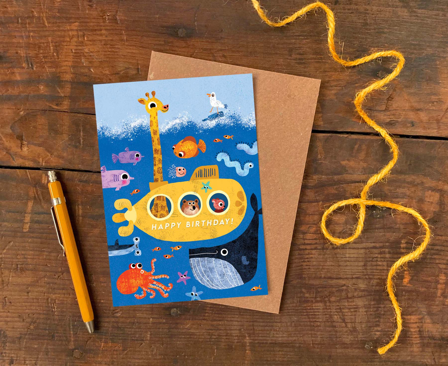 Submarine Kids Birthday Card