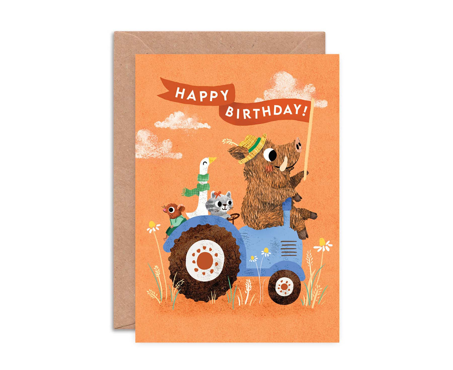 Tractor Animals Kids Birthday Card