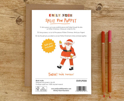 Father Christmas Split Pin Puppet Christmas Card