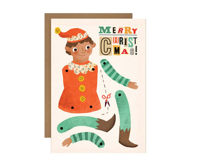 Christmas Elf Split Pin Puppet Christmas Card