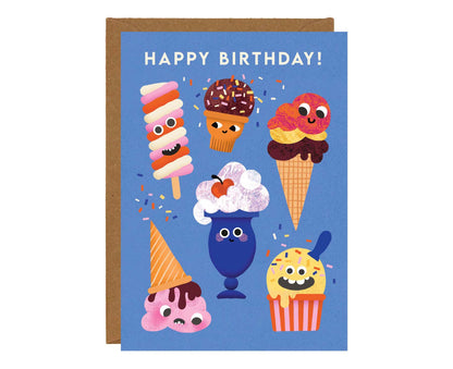 Pack of 6 Funny Faces Kids Birthday Cards
