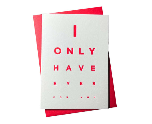 Eyechart Letterpress Valentines / Anniversary Card