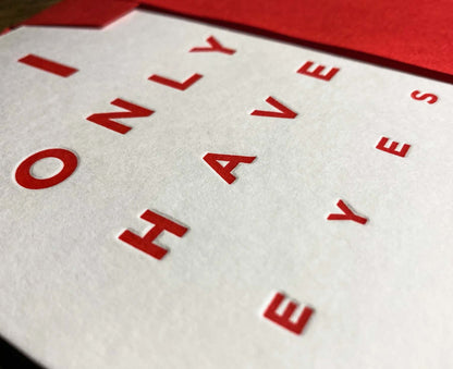 Eyechart Letterpress Valentines / Anniversary Card