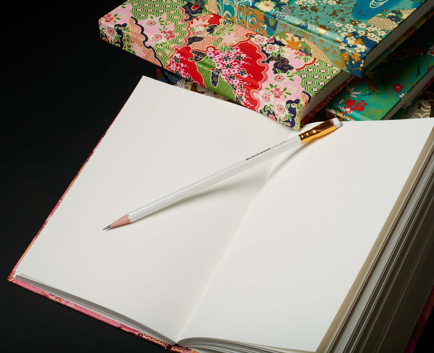 A5 Hardback Heritage Notebook Pink Blossom Plain Pages