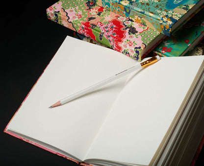 A5 Hardback Heritage Notebook Pink Blossom Plain Pages