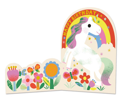 Fold Out Unicorn Foiled Kids Birthday Card