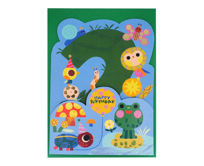 Fold Out Bugs & Snails Foiled 2nd Birthday Card